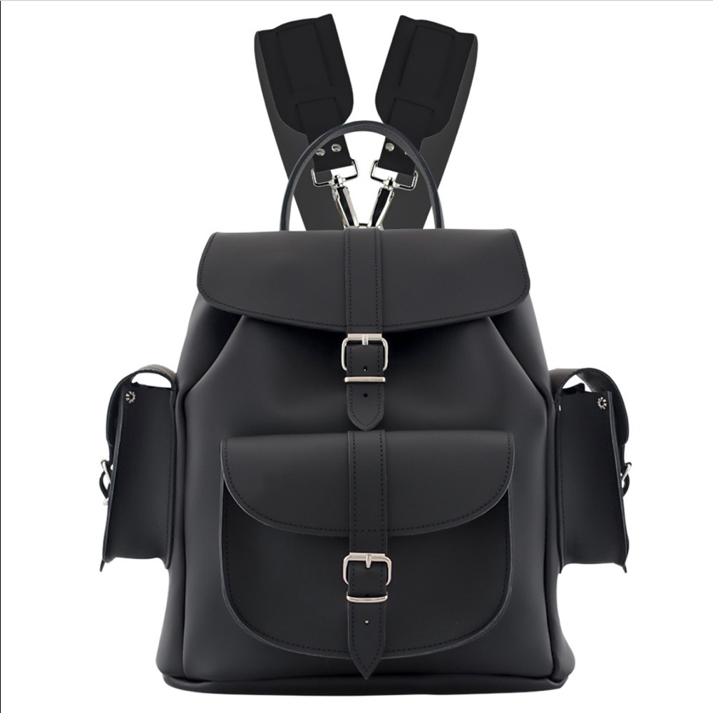 Grafea Black Leather Backpack Rucksack